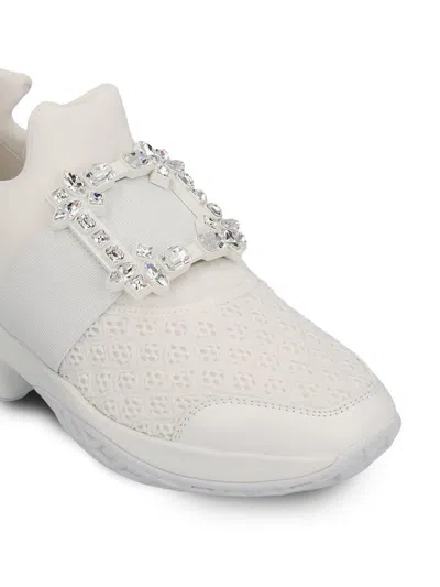 Roger Vivier Viv Crystal Buckle Slip-on Sneaker In White