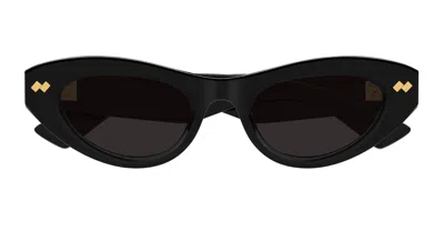 Bottega Veneta Bv1350s Linea Ribbon 001 Black Grey Sunglasses In Black