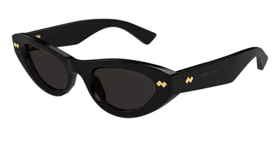 Bottega Veneta Bv1350s Linea Ribbon 001 Black Grey Sunglasses In Black