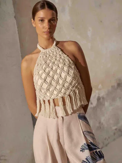 Andres Otalora A-mar Handmade Macrame Cotton-linen Top