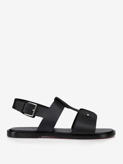 Christian Louboutin Chambeliss Sandal Flats In Black Leather In Black