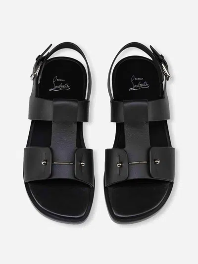 Christian Louboutin Chambeliss Sandal Flats In Black Leather In Black