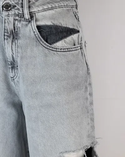 Icon Denim Grey High Waisted Jeans With Ripped Details In Gray