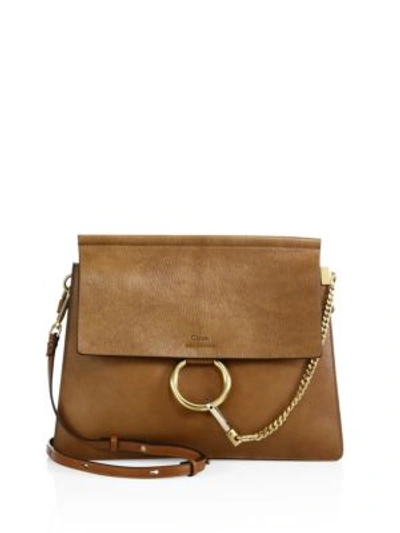 Chloé Faye Medium Leather Shoulder Bag In Caramel