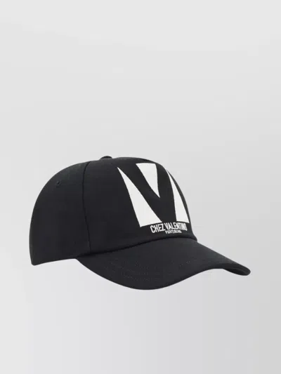 Valentino Garavani Cotton Baseball Cap With Embroidery And Curved Brim In Black