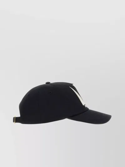 Valentino Garavani Cotton Baseball Cap With Embroidery And Curved Brim In Black
