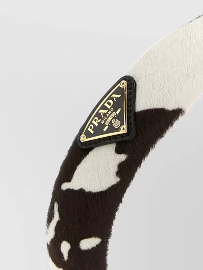 Prada Animal Print Calf Hair Headband In White