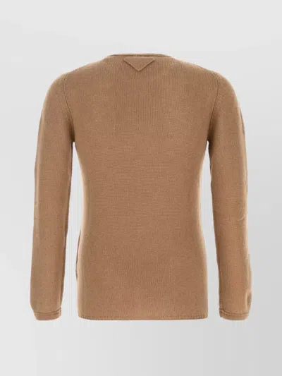 Prada Camel Cashmere Sweater In Brown