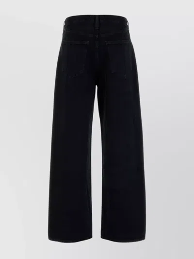 Agolde Mid-rise Wide-leg Denim Trousers In Black