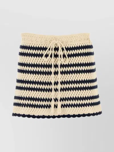 Miu Miu Crochet Drawstring Waist Mini Skirt In Neutral