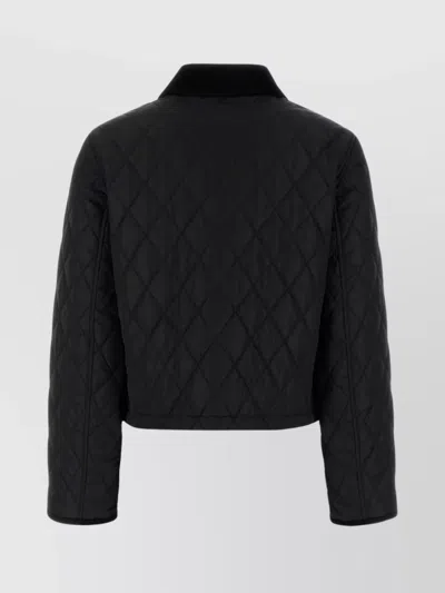 Burberry Women Nylon Jacket With Stitching In Black
