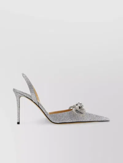Mach&mach Silver Double Bow Glitter 110 Heels In Silver