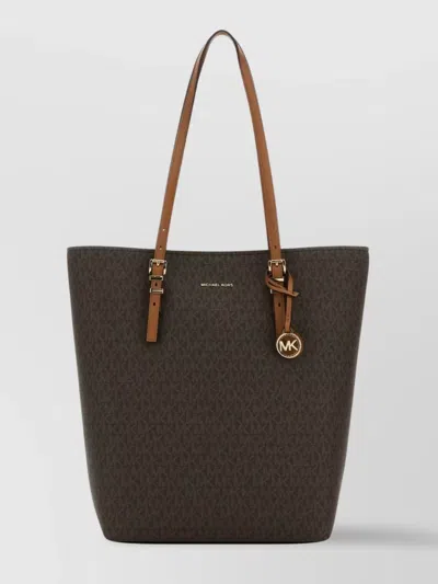 Michael Kors Large Quinn Shopping Bag In Printed Canvas In Brown