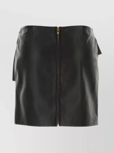 Versace Leather Mini Skirt With Buckle In Black