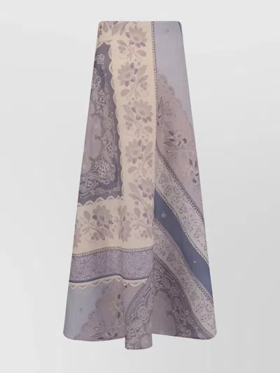 Zimmermann Lucky Floral Linen Midi Skirt In Blue