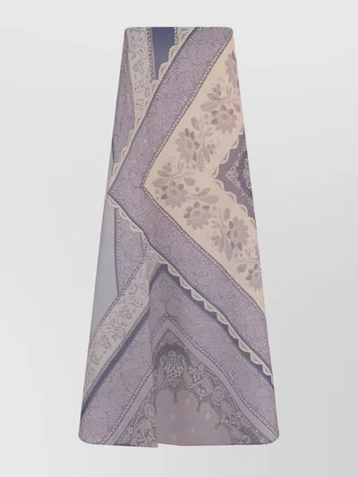 Zimmermann Lucky Floral Linen Midi Skirt In Blue