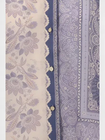 Zimmermann Mixed-print Shirt With Button Front In Blue