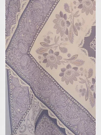 Zimmermann Lucky Floral Linen Midi Skirt In Blue