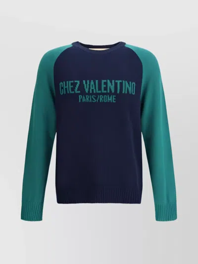 Valentino Men's Maglia Knitwear Chez Sweater In Blue