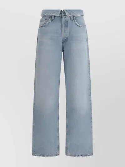 Agolde High Waist Frayed Hem Jeans In Blue