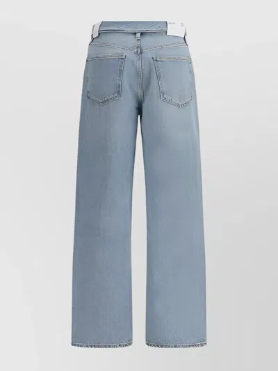 Agolde High Waist Frayed Hem Jeans In Blue