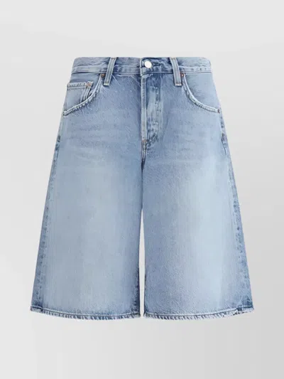 Agolde Urban Baggy Denim Shorts With Belt Loops In Blue