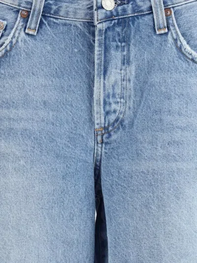 Agolde Urban Baggy Denim Shorts With Belt Loops In Blue