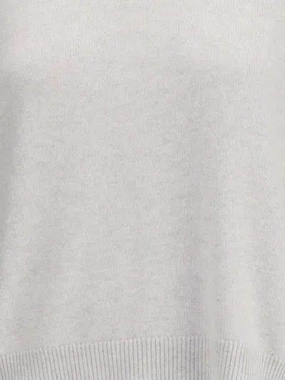 Brunello Cucinelli Cashmere Sweater Striped Cuffs Jewels In White