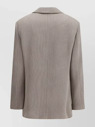 Brunello Cucinelli Sparkling Ribbed Lurex Jacket With Peaked Lapels In Neutral