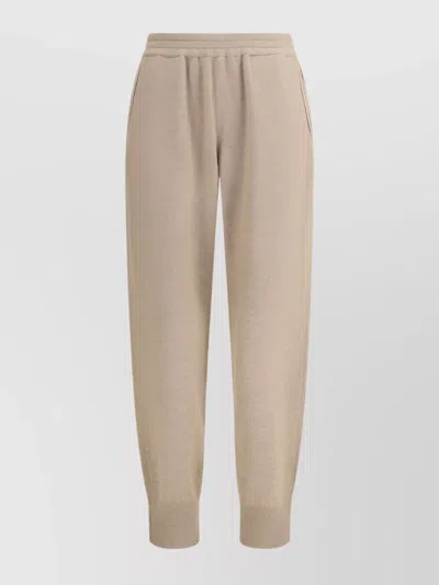 Brunello Cucinelli Ribbed Texture Elastic Waistband Trousers In Neutral