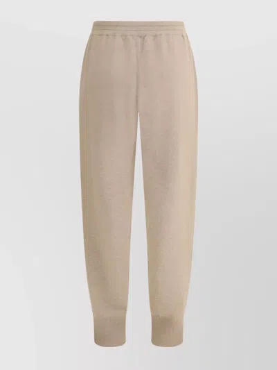 Brunello Cucinelli Ribbed Texture Elastic Waistband Trousers In Neutral