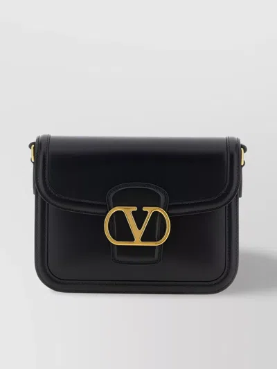 Valentino Small Vlogo Signature Flap Shoulder Bag In Black