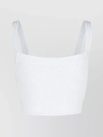 Balmain Cotton Blend Top Button Embellishments In White