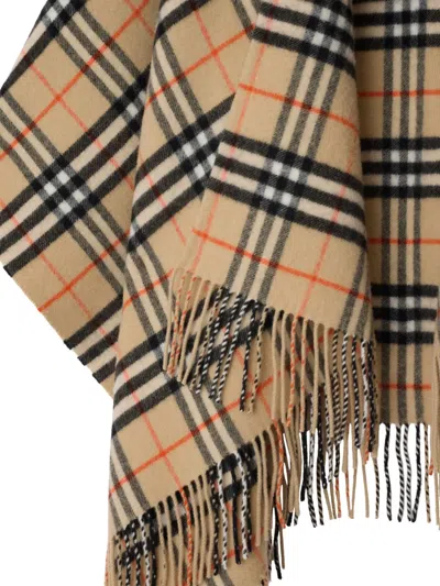Burberry Wool And Cashmere Cape With Check Pattern