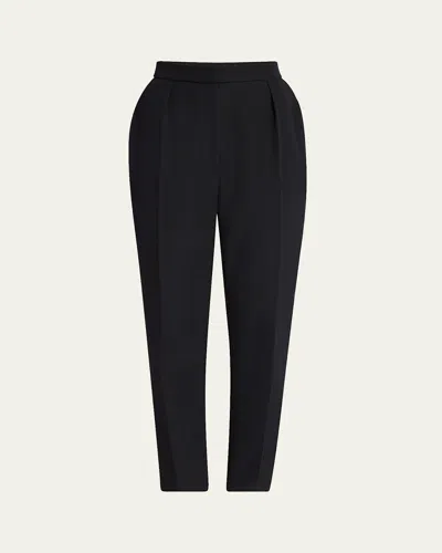 Balmain High Waist Pleated Tailored Wool Trousers In Black