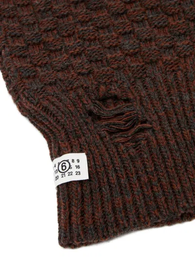 Mm6 Maison Margiela Mm6 By Maison Margiela Distressed Wool Balaclava In Brown
