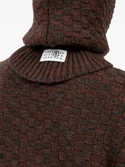 Mm6 Maison Margiela Mm6 By Maison Margiela Distressed Wool Balaclava In Brown