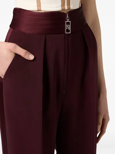 Elisabetta Franchi Contrast-color Open-thread Decorative Casual Pants In Burgundy