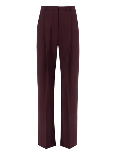 Elisabetta Franchi Trousers With Front Pleats And Belt Loops In Burgundy