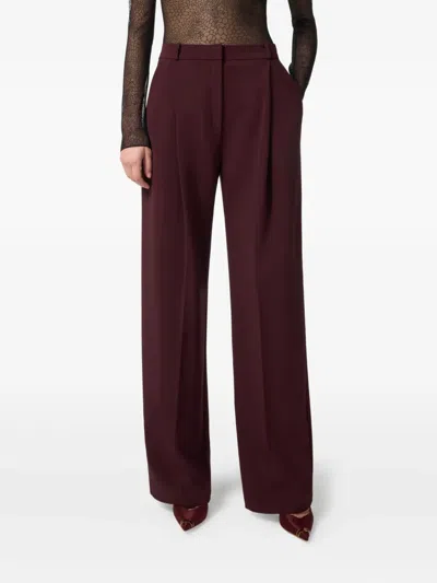 Elisabetta Franchi Trousers With Front Pleats And Belt Loops In Burgundy