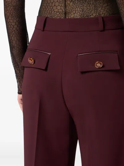 Elisabetta Franchi Trousers With Front Pleats And Belt Loops In Burgundy