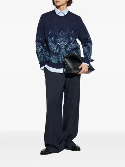 Etro Jacquard Sweater In Blue