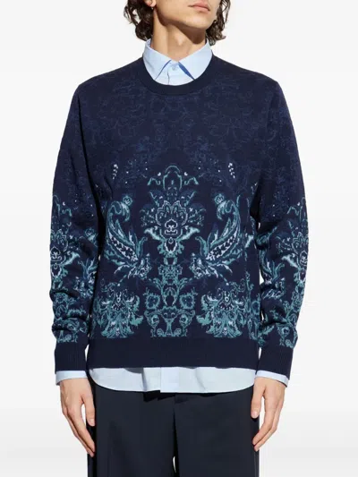 Etro Jacquard Sweater In Blue