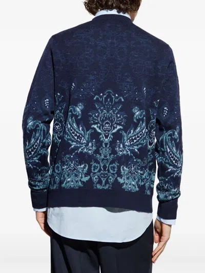Etro Jacquard Sweater In Blue
