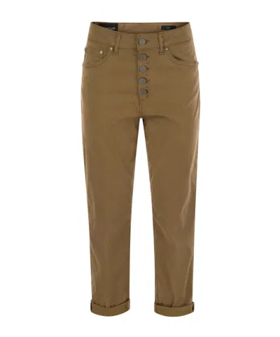 Dondup Hazelnut Denim Trousers With Jewel Button Closure