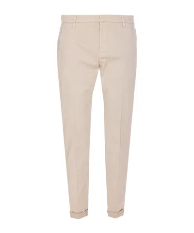 Dondup Trousers With Back Pockets And Button Detail In Neutral