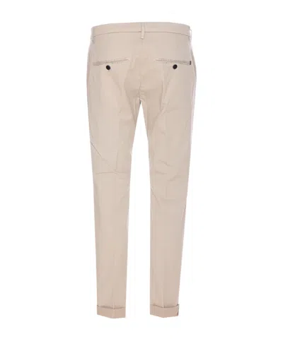 Dondup Trousers With Back Pockets And Button Detail In Neutral
