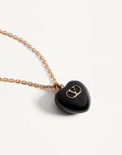 Valentino Royal Heart Metal And Enamel Chain Necklace