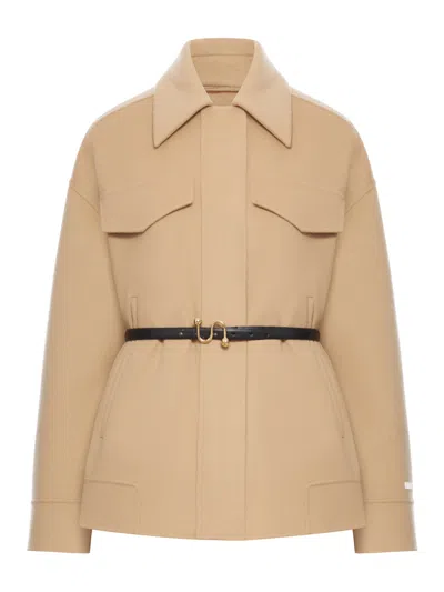 Sportmax Wool Short Coat In Brown