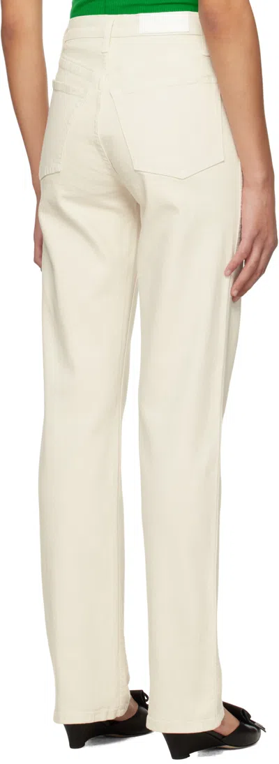 Re/done High Rise Stove Pipe Straight Jeans In Vintage White Worn In White